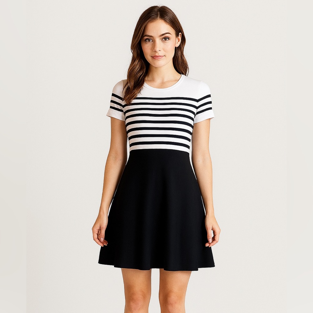Talbots Striped Bodice A line Dress